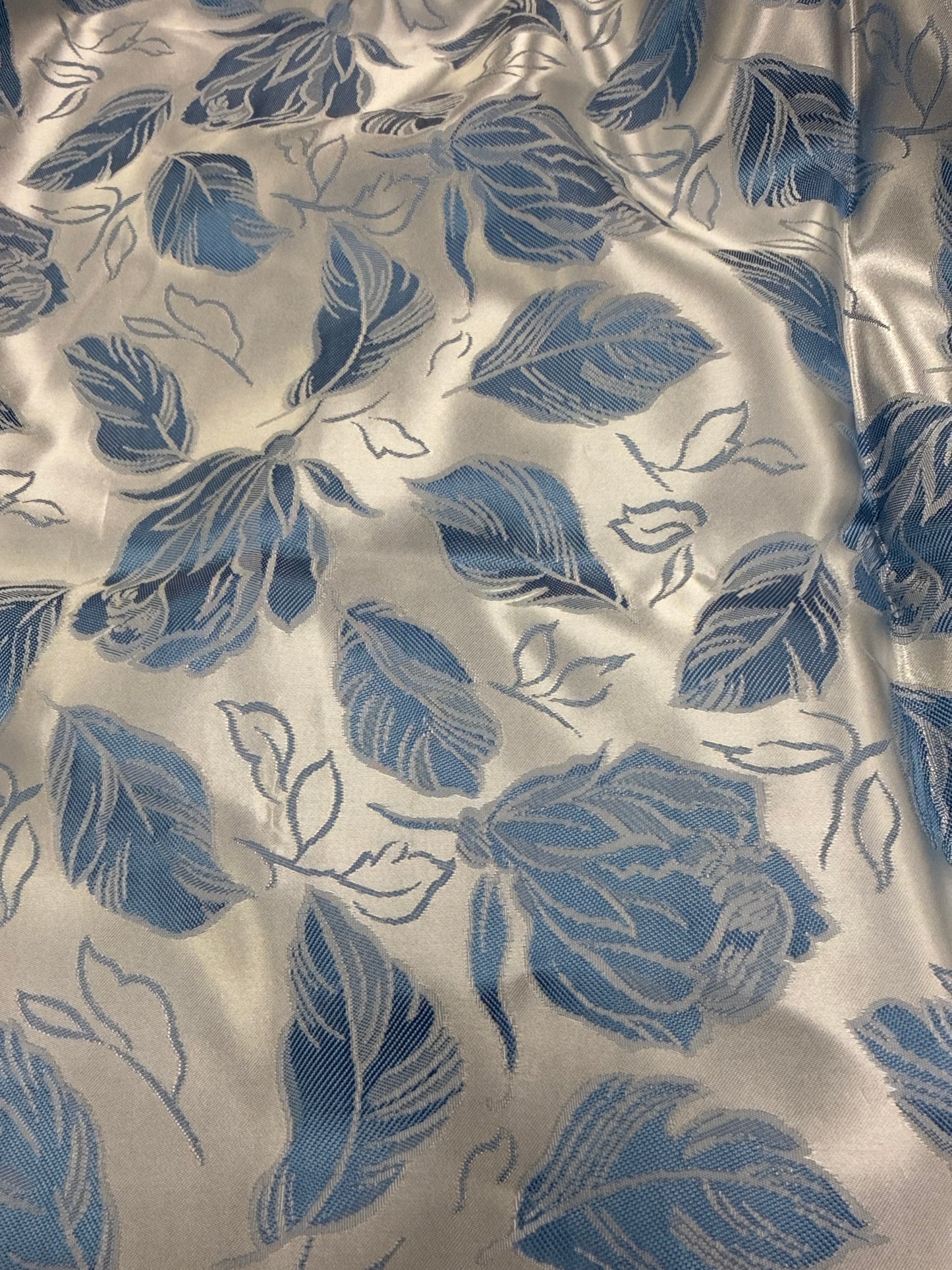 Blue and silver metallic Jacquard