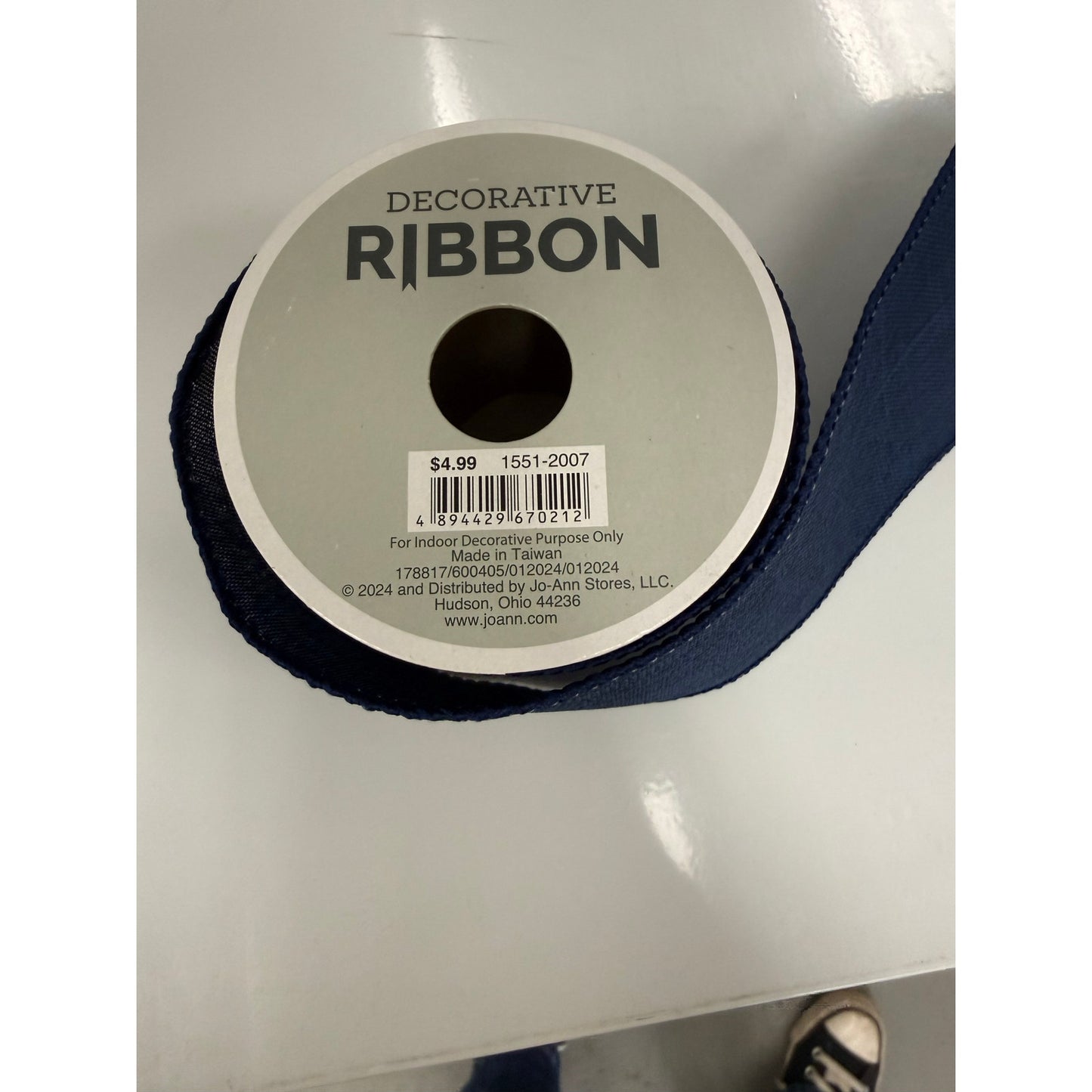 Decorative Wire Edge Ribbon Navy Blue