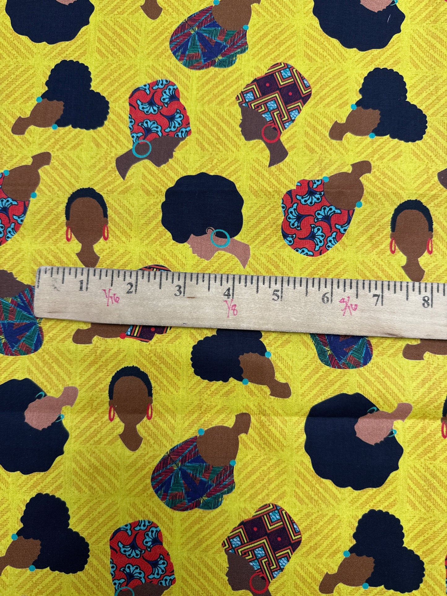 Hair Fun Fabric Yellow Background Cotton Quilting Fabric