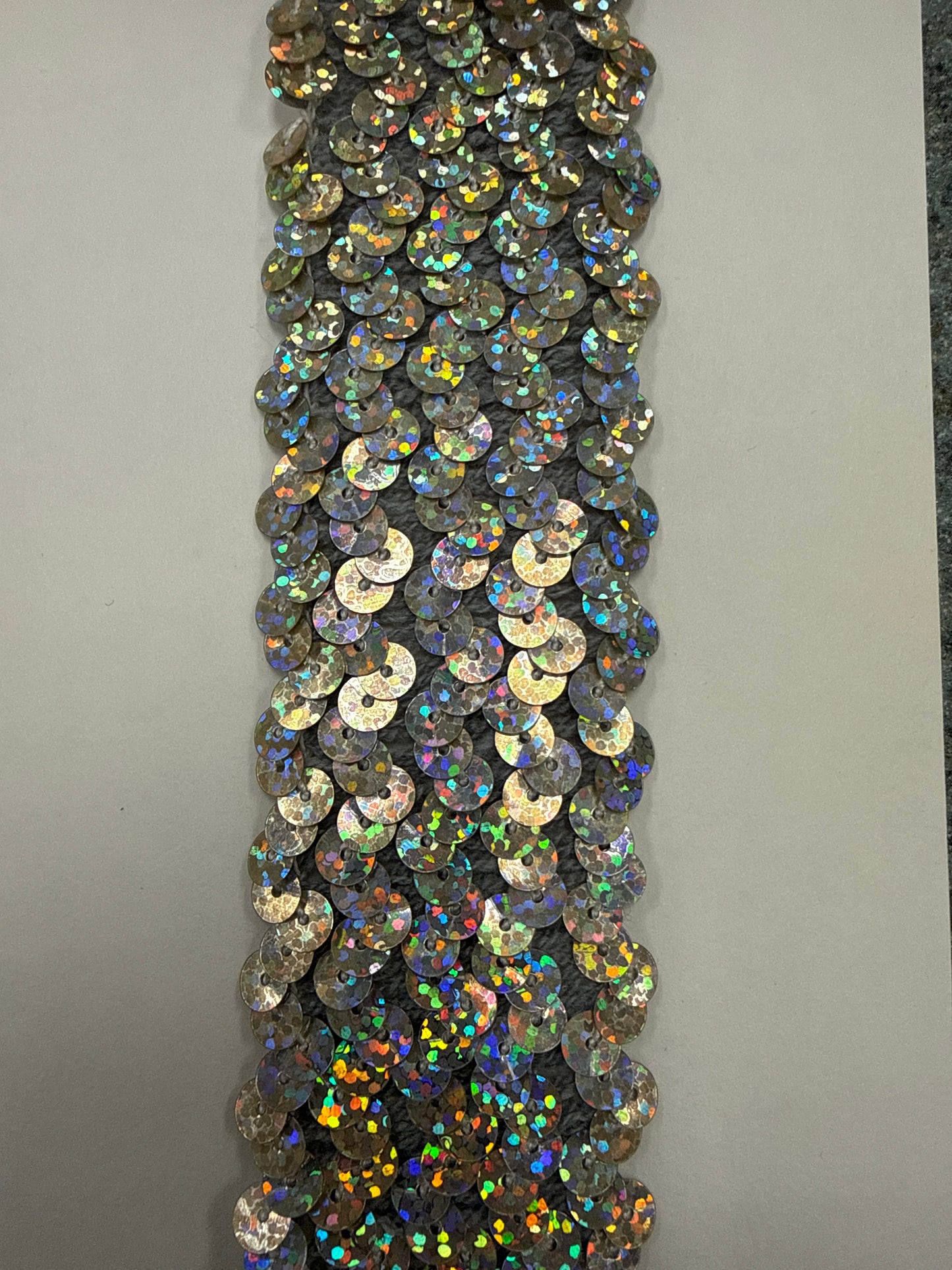 2” stretch sequin silver