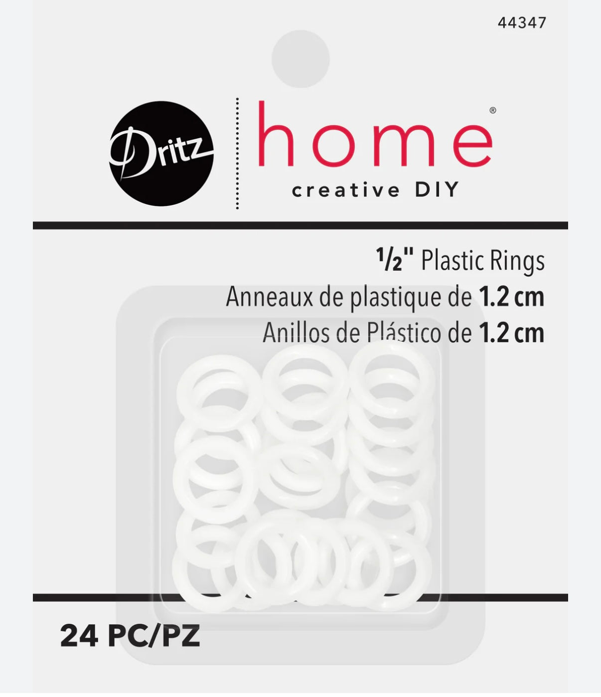 Dritz Home Creative DIY 1/2” White Plastic Rings 24 Piece