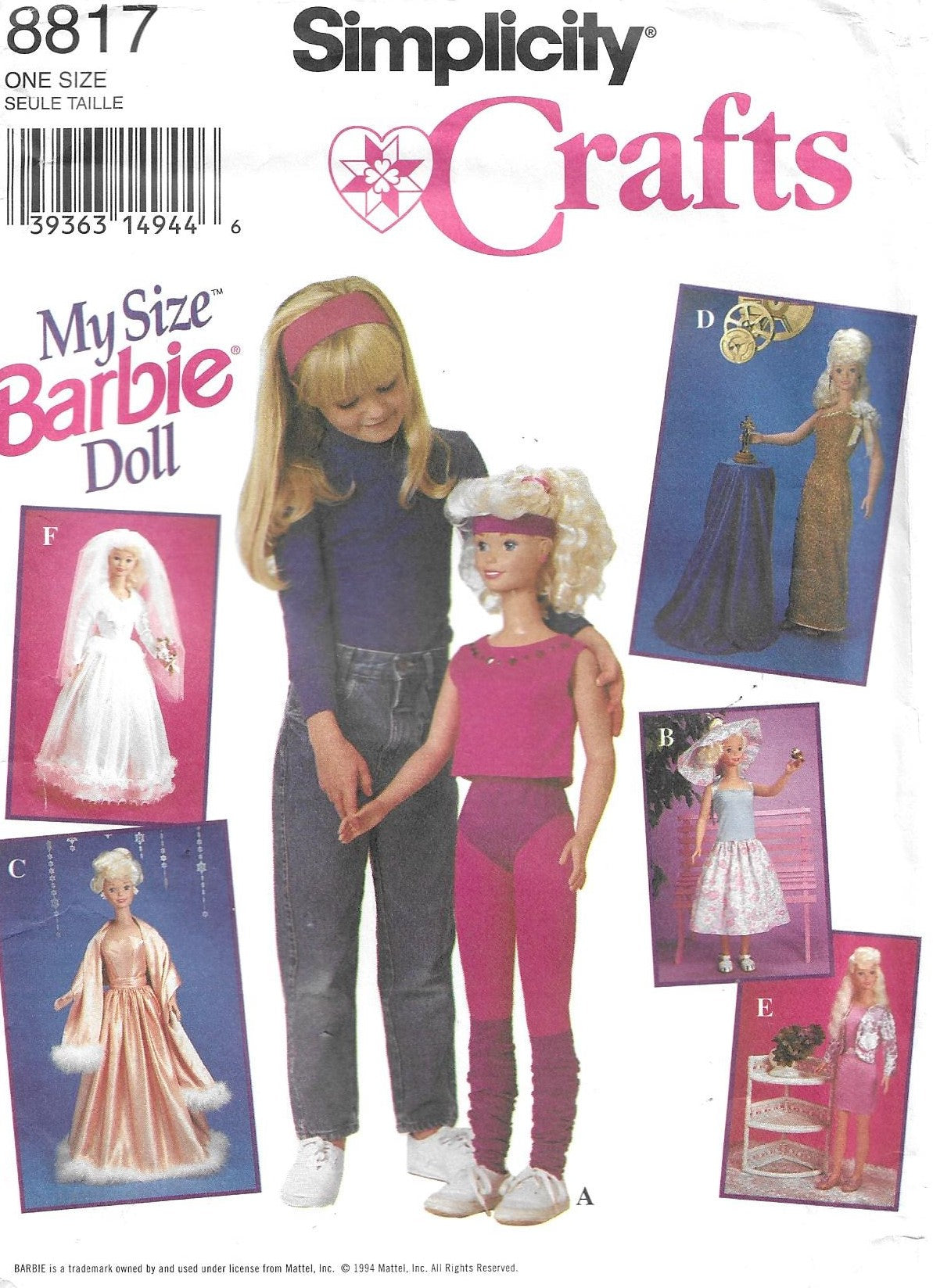 8817 Simplicity Crafts My Size Barbie Clothes Sewing Pattern