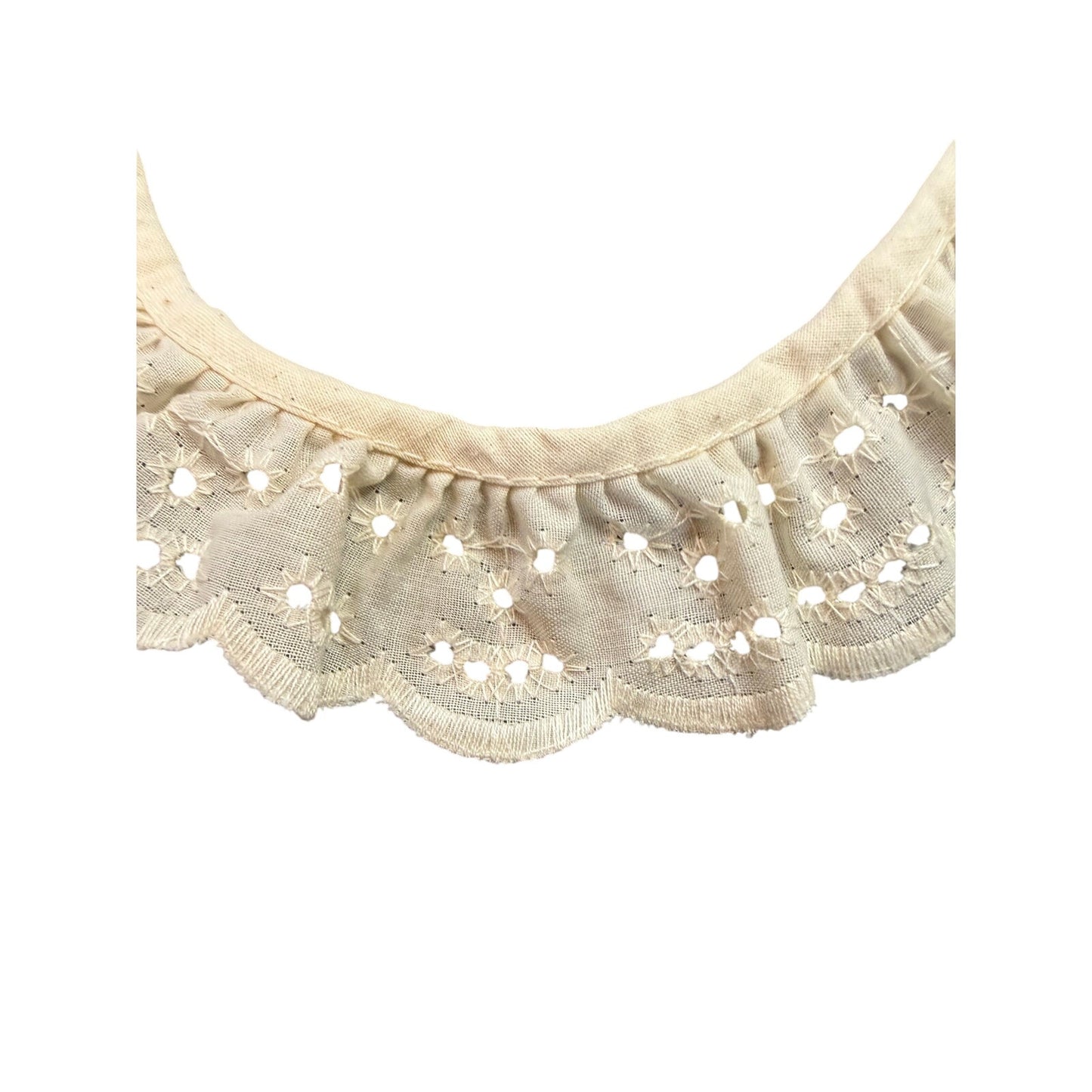 Ivory eyelet trim “smiley face “ 1 1/2”