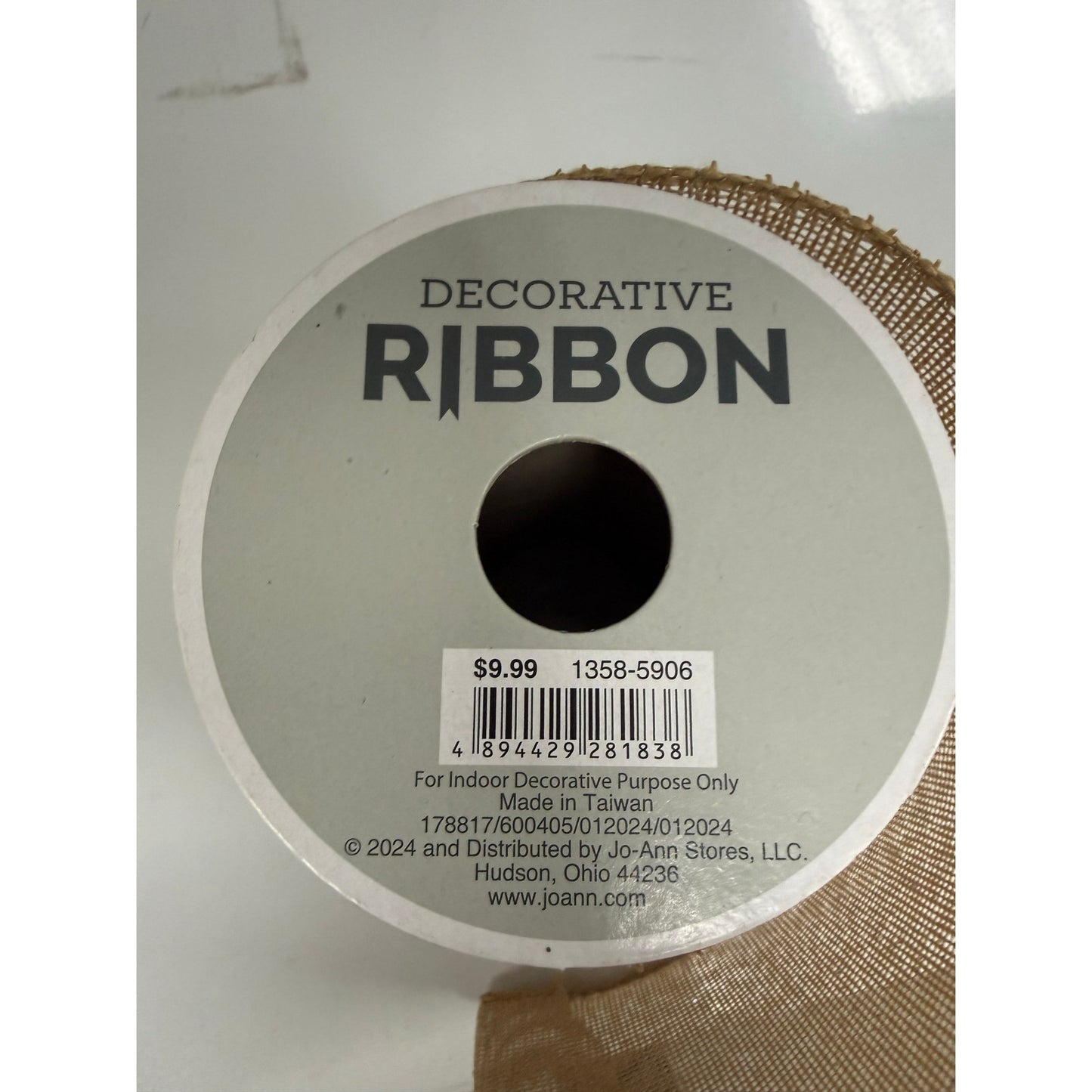 Decorative Wire Edge Ribbon Gold silver flecks