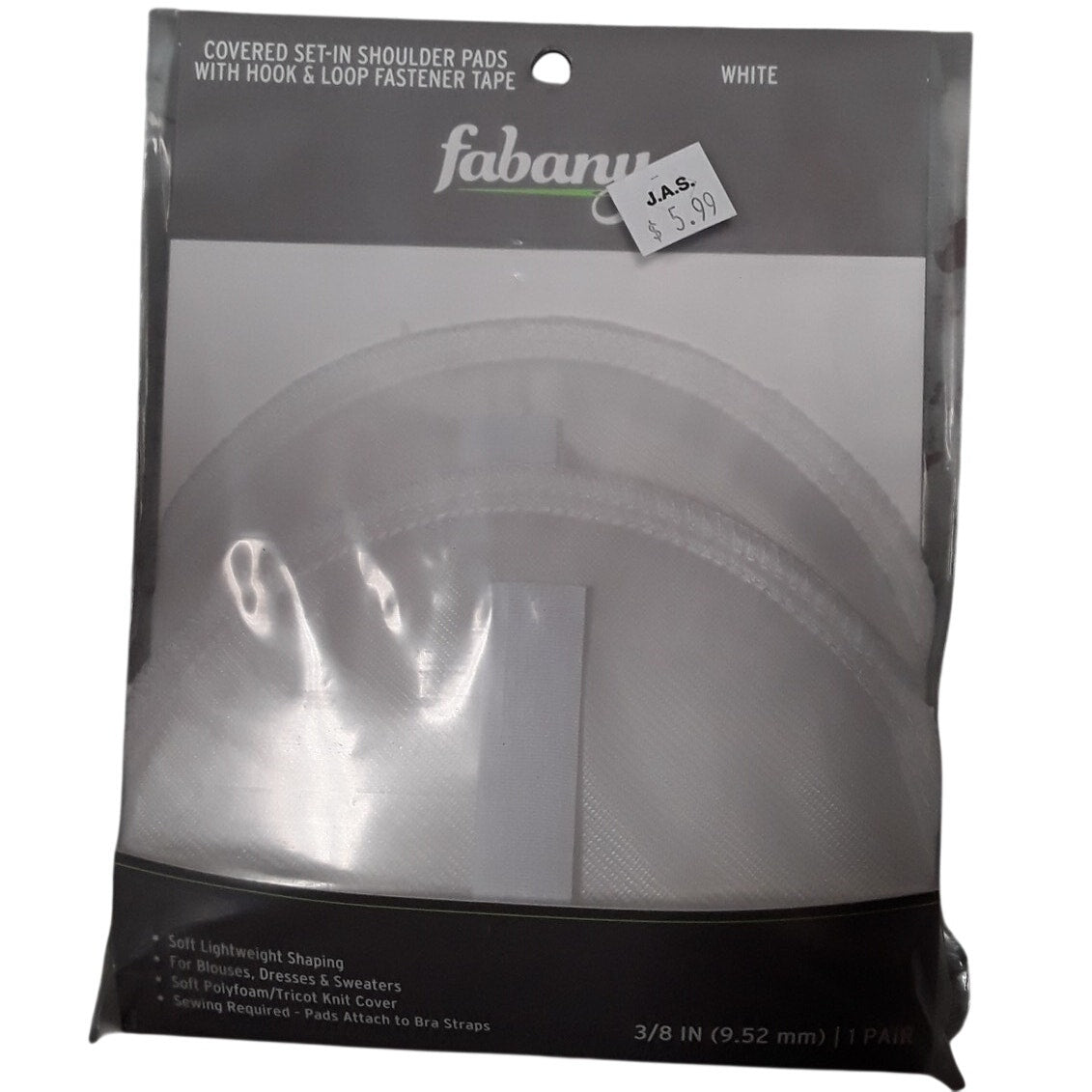 Fabany Covered Set-In Shoulder Pads With Hook & Loop Fastener Tape