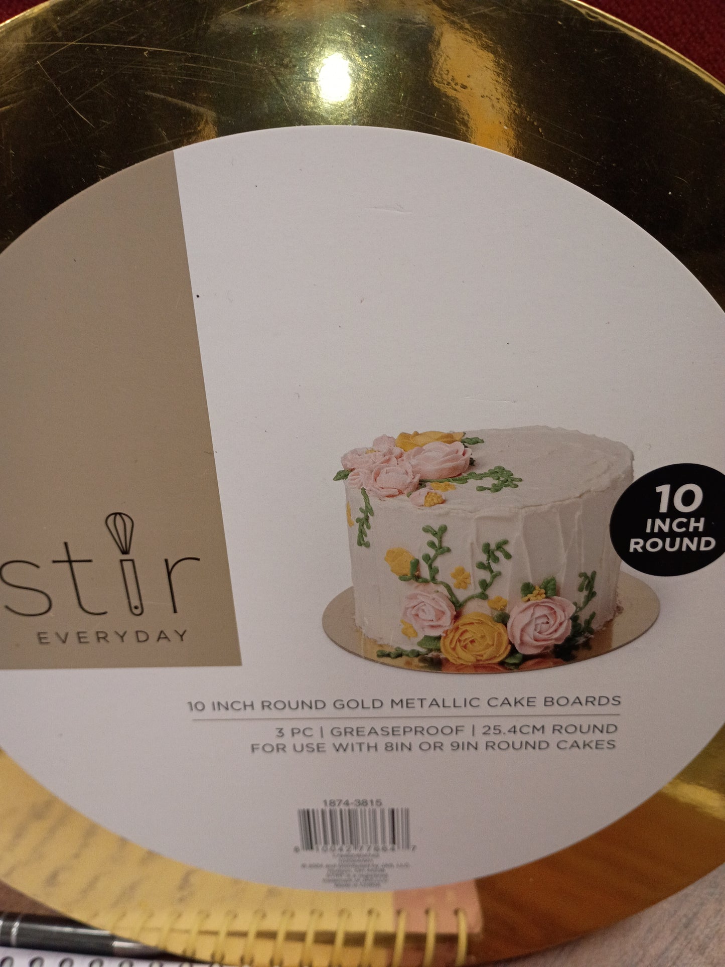 10)Cake board 10in round gold