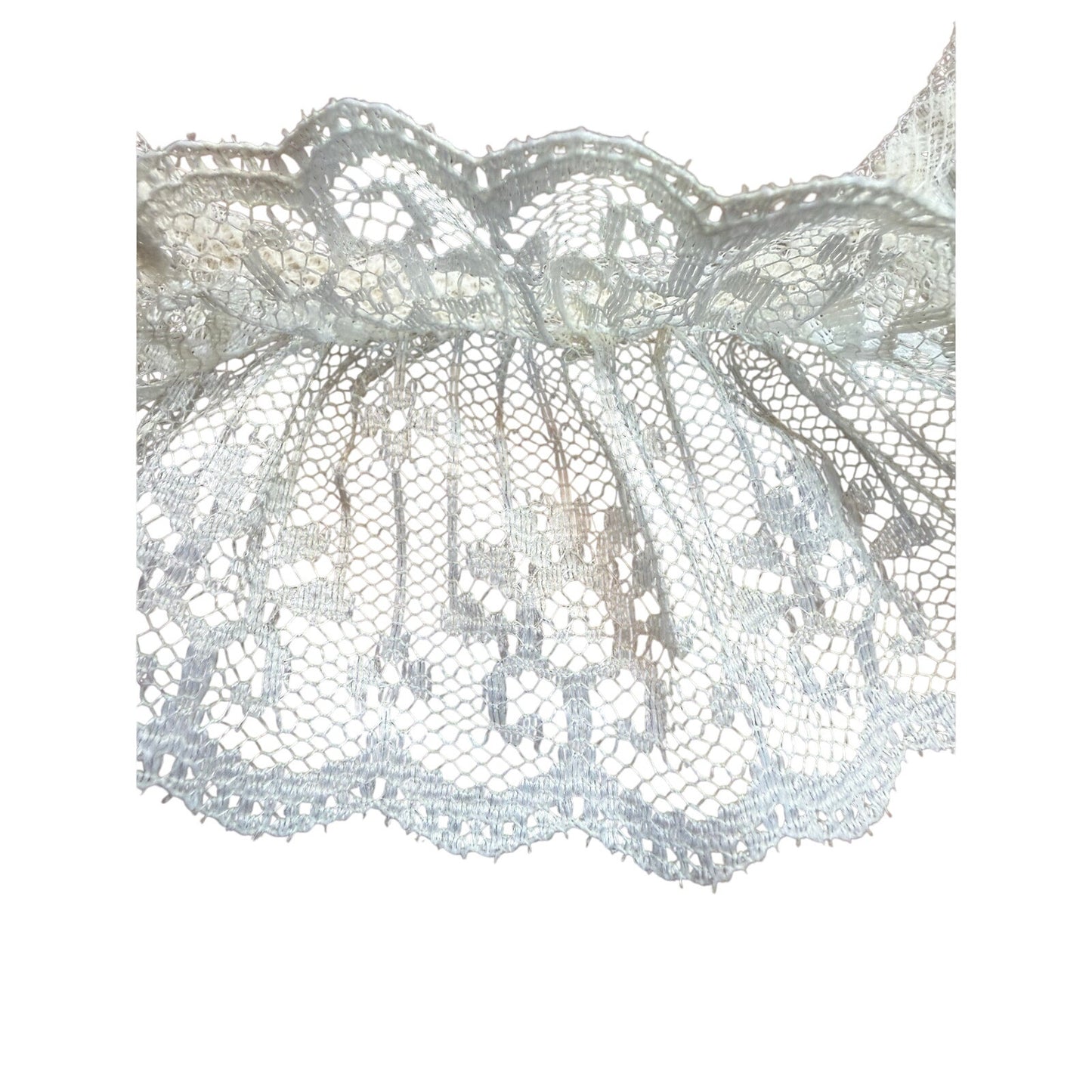 2" Ruffled Gathered Lace Two Tier Trim Ivory