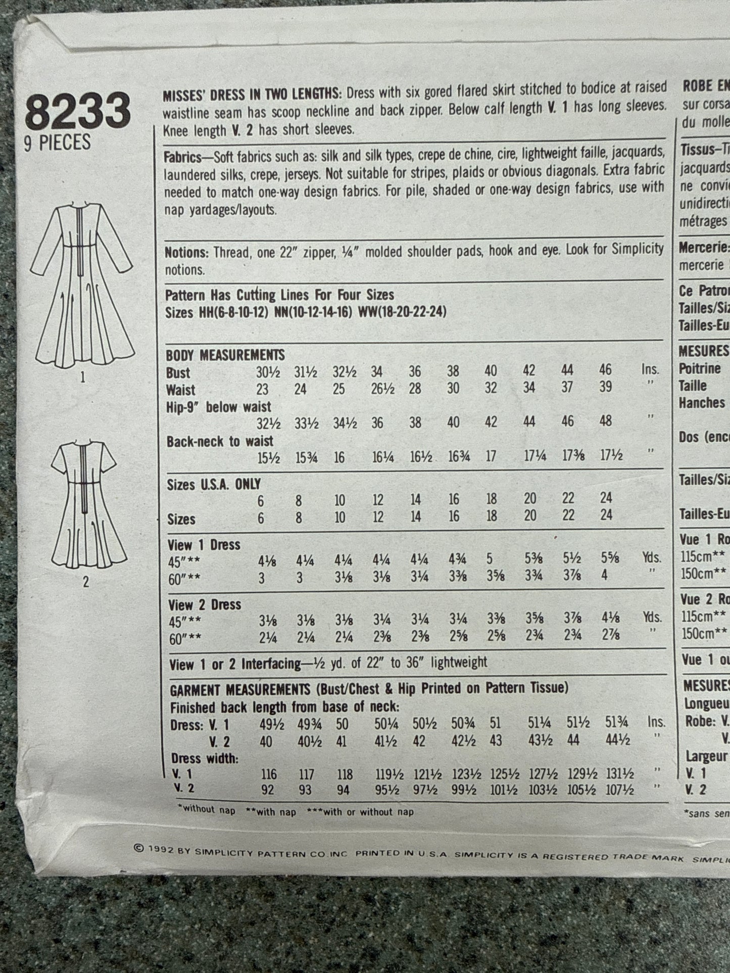 Simplicity women’s dress pattern 8233