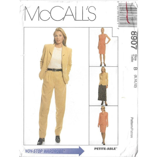 McCall's Vintage Sewing Pattern 8907 FF/UC Women's Sizes 8,10,12 Suit Pant Dress