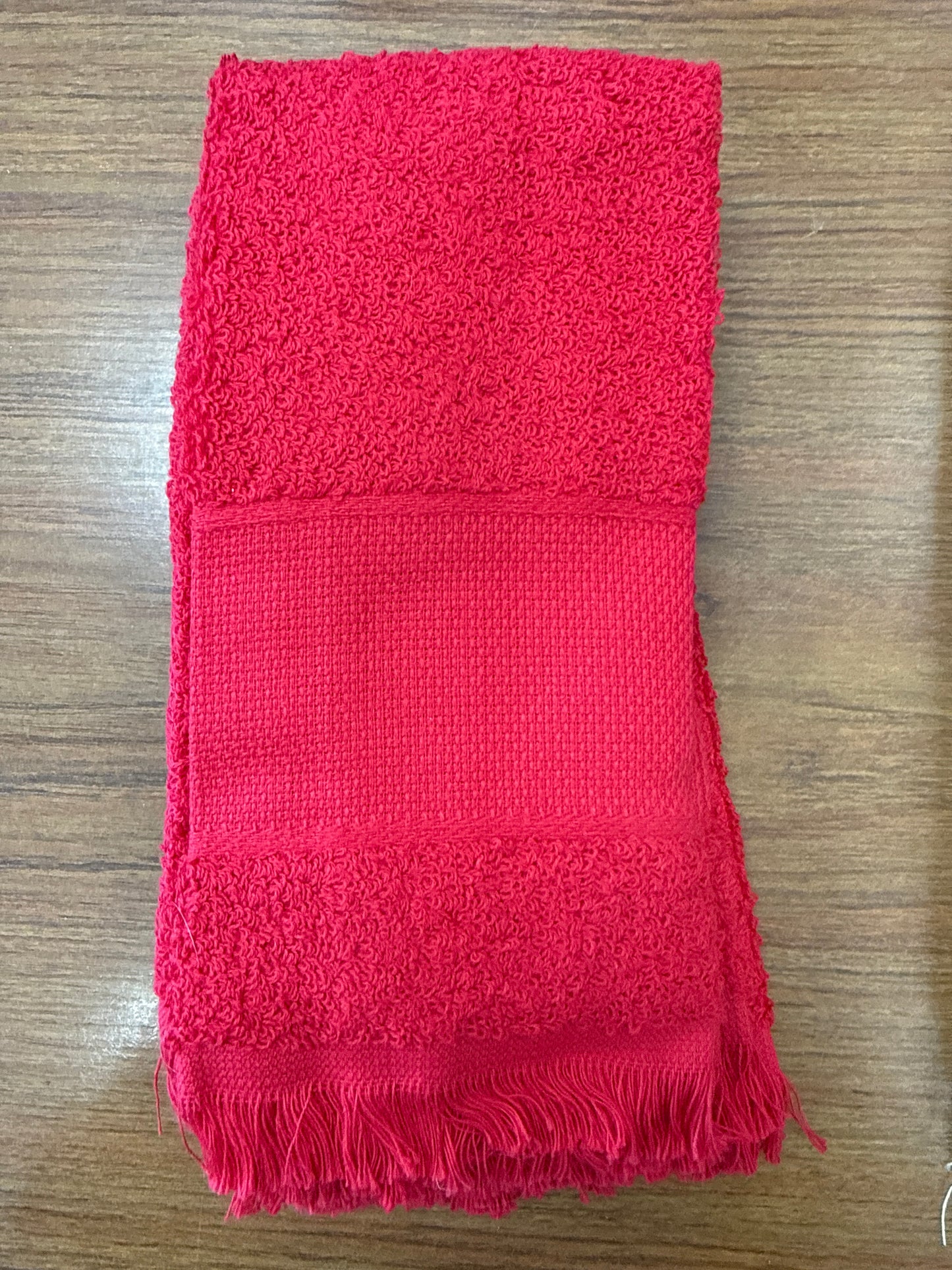 Finger towel with Crosstitch band 14 count - color options, yellow, pink or red