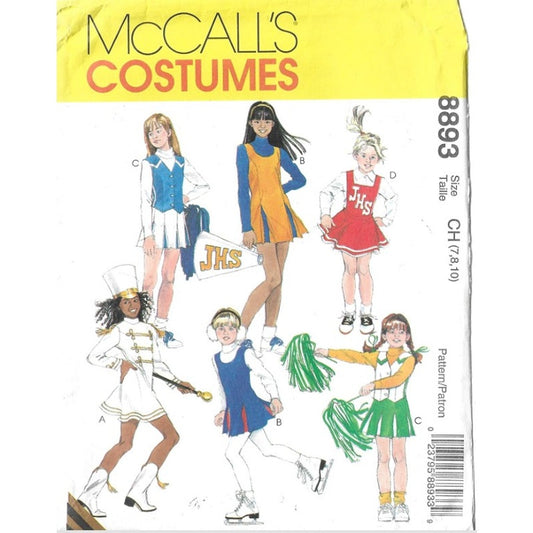McCall's Costumes Vintage Sewing Pattern 8893 FF/UC Kids Sizes 7,8,10 Cheer