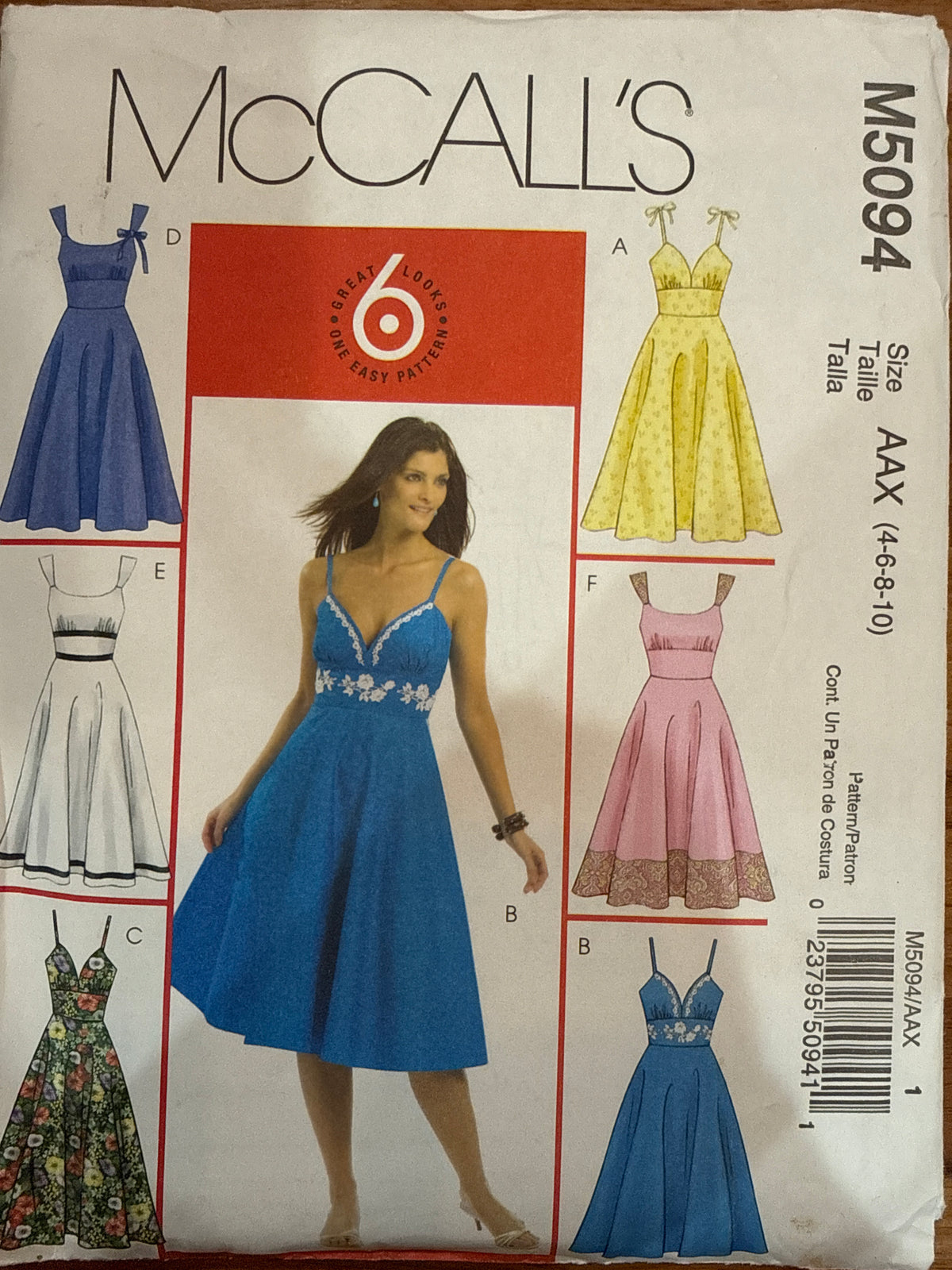 McCall’s M5094 sewing pattern envelope showing six sundress styles