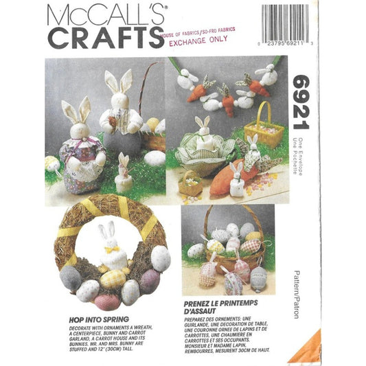 McCall's Crafts Vintage Sewing Pattern 6921 FF/UC Home Decor Hop Into Spring Easter Bunnies
