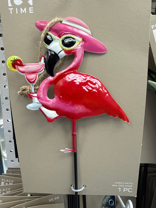 Pink Flamingo Mini Yard Stake