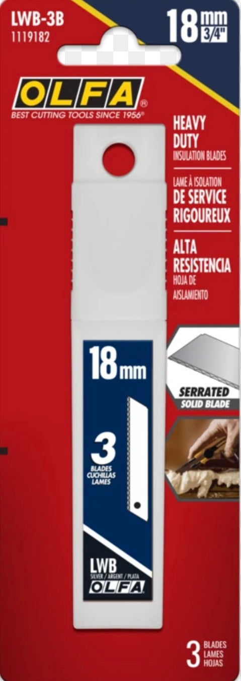 OLFA Heavy Duty Insulation Blades 18mm (3/4”) 3 Pack