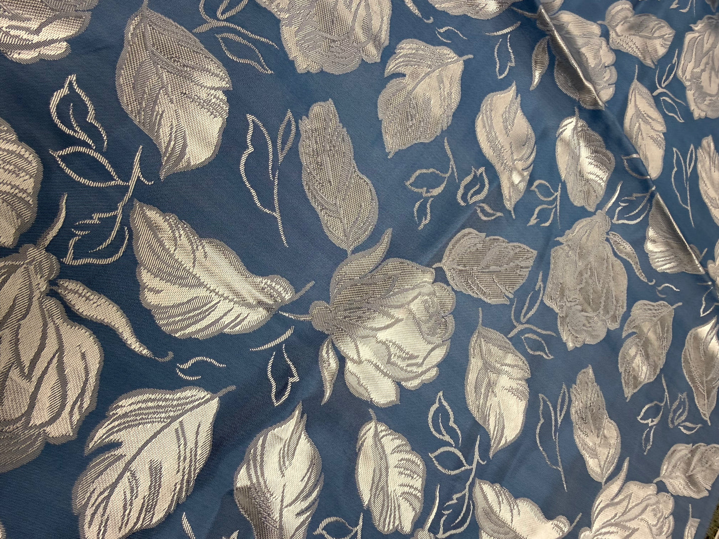 Blue and silver metallic Jacquard