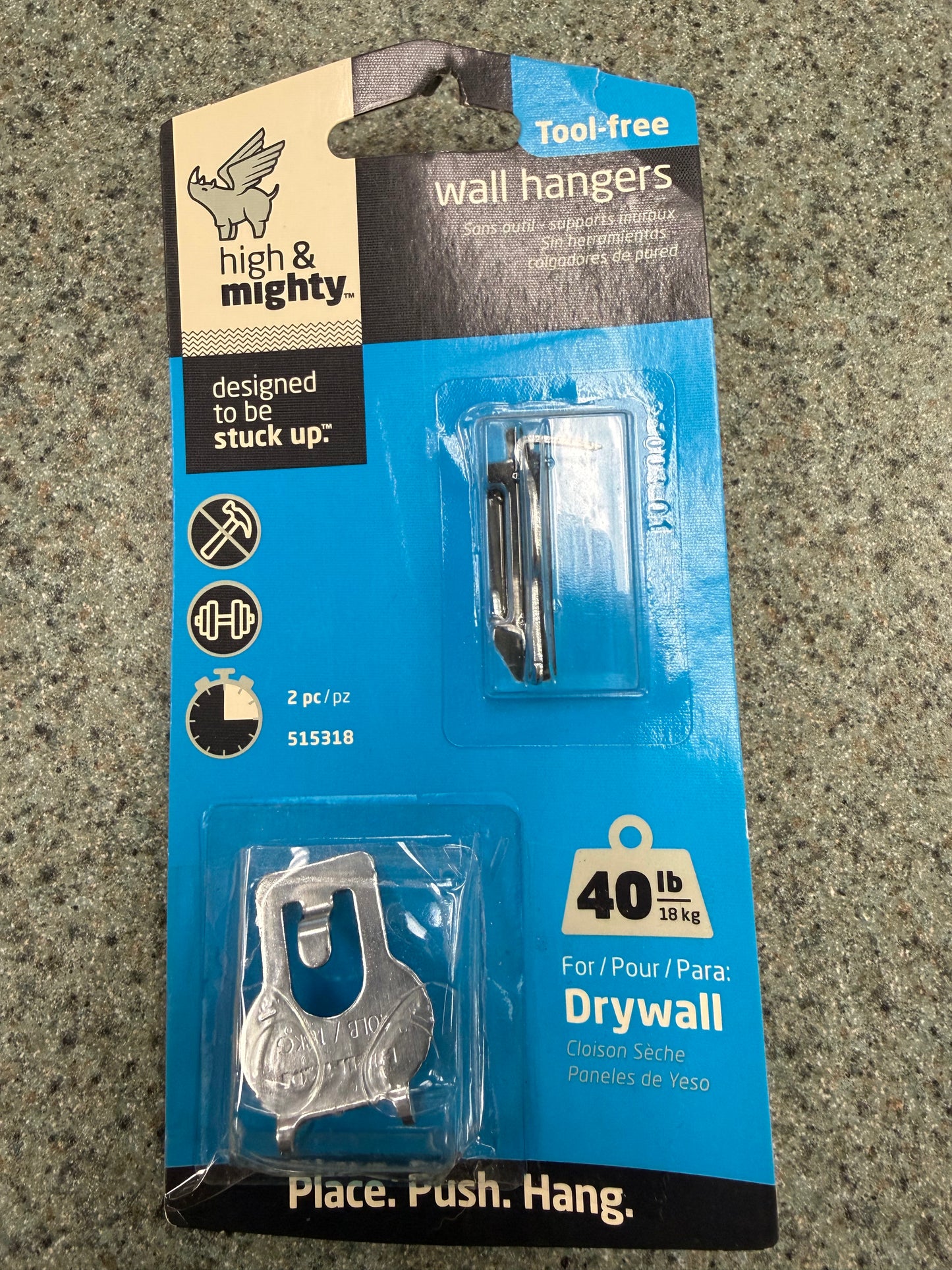 Hillman High & Mighty 2 Piece Wall Hangers 40 lb Capacity