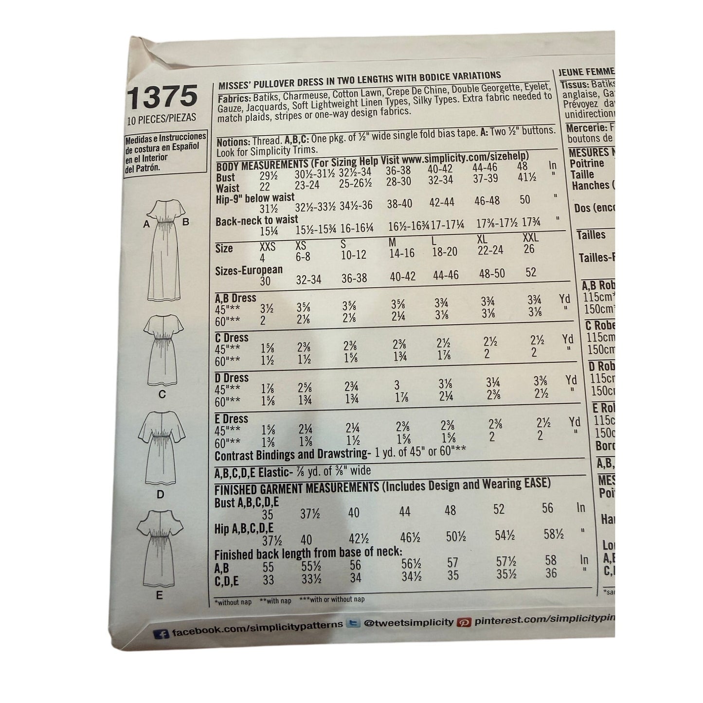 1375 simplicity XXS – XXL