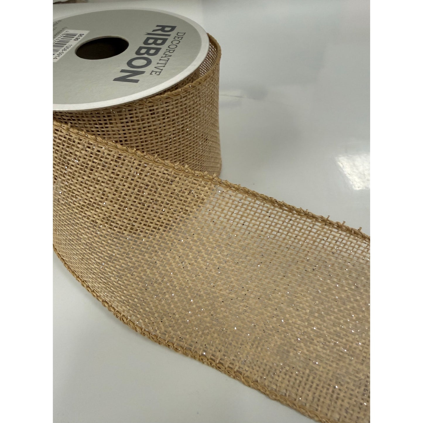 Decorative Wire Edge Ribbon Gold w/ Silver flecks
