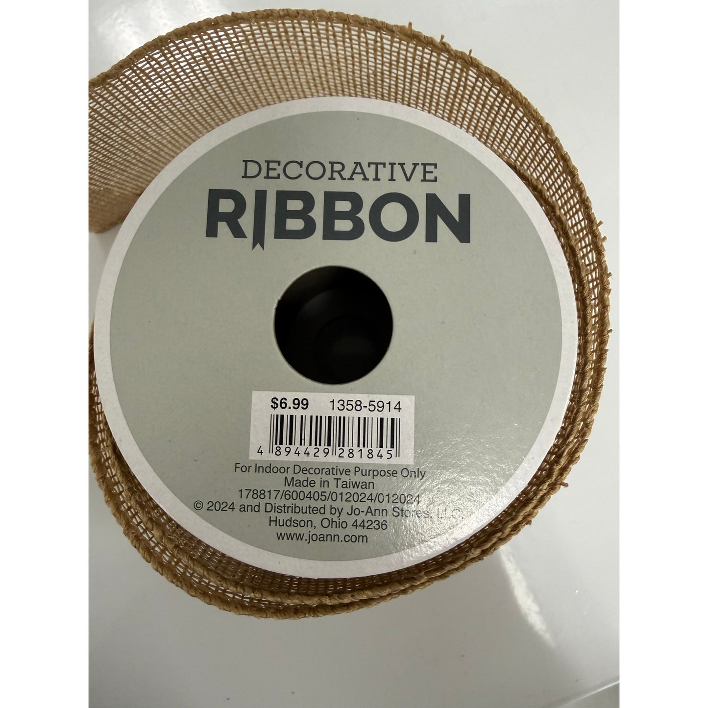 Decorative Wire Edge Ribbon Gold w/ Silver flecks
