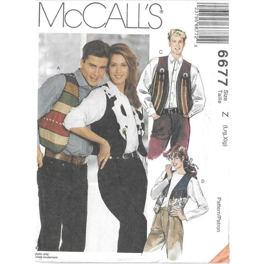 McCall's 6677 FF/UC Unisex Vest Pattern Size Large-XLarge