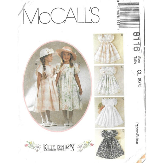 McCall's Vintage Sewing Pattern 8116 FF/UC Childrens Dresses Size Large (6,8,10)