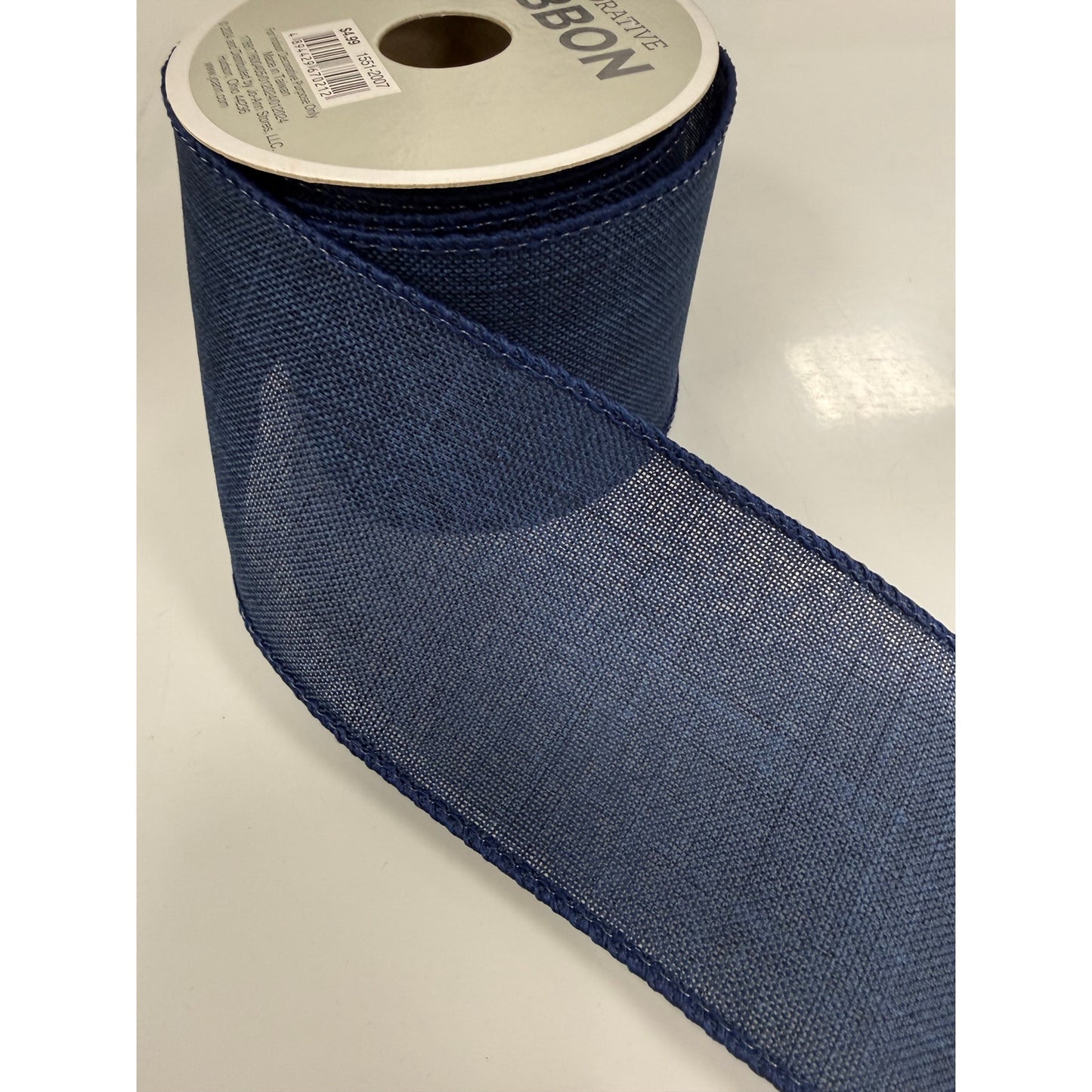 Decorative Wire Edge Ribbon Navy Blue