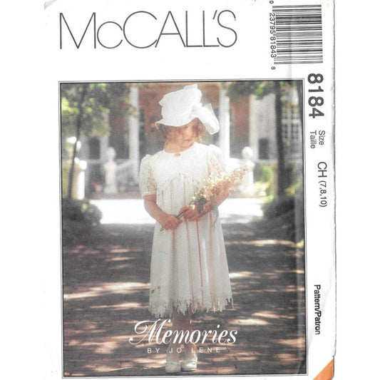 McCall's Vintage Sewing Pattern 8184 FF/UC Childrens Dress Sizes 7,8,10