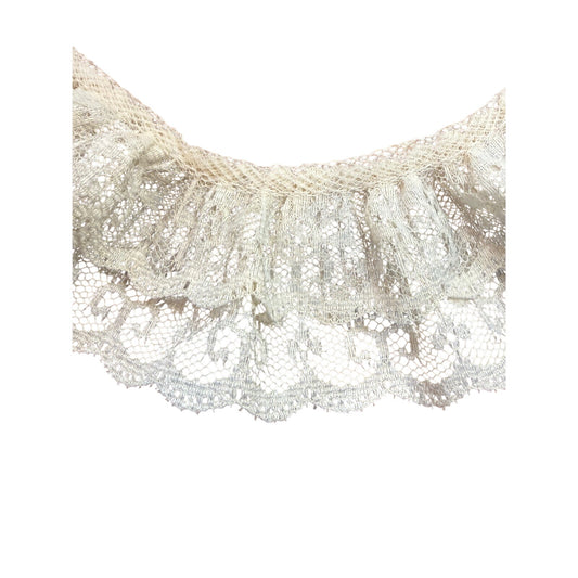 2" Ruffled Gathered Lace Two Tier Trim Ivory