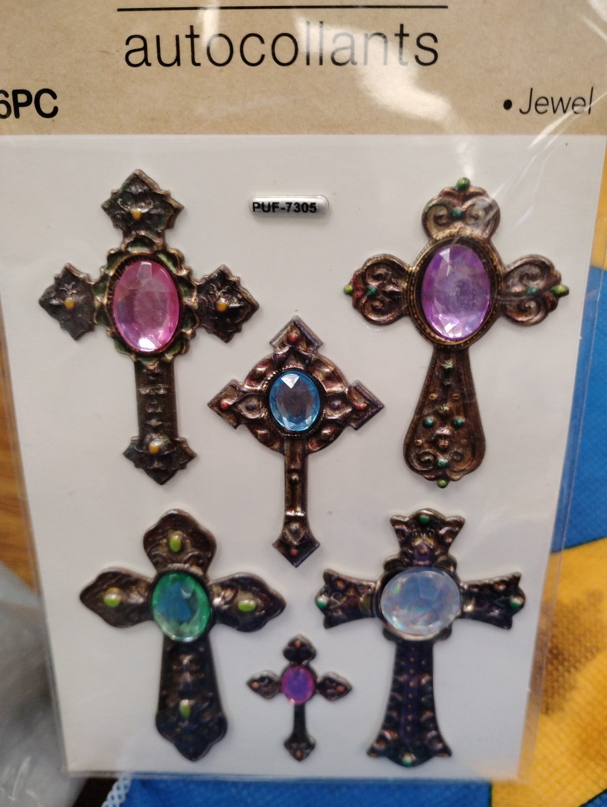Vintage puffy stickers crosses
