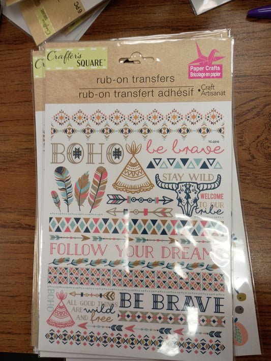 Boho Rub -on transfer