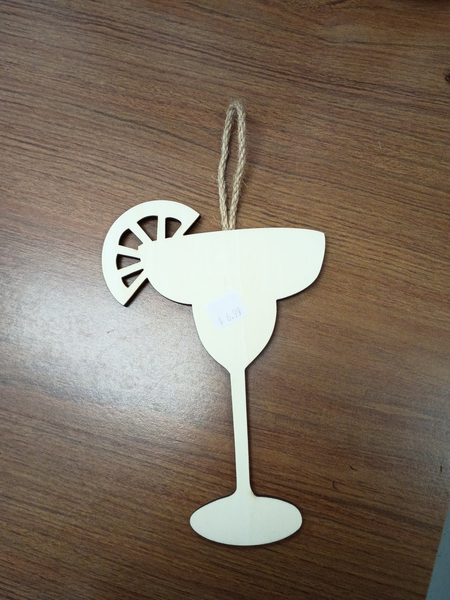 Wooden margarita glass orange slice