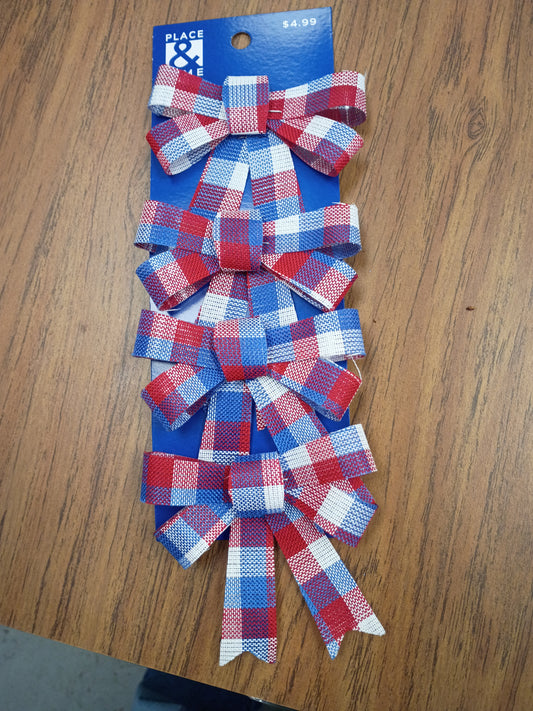 Fourth of July bow (sm plaid)