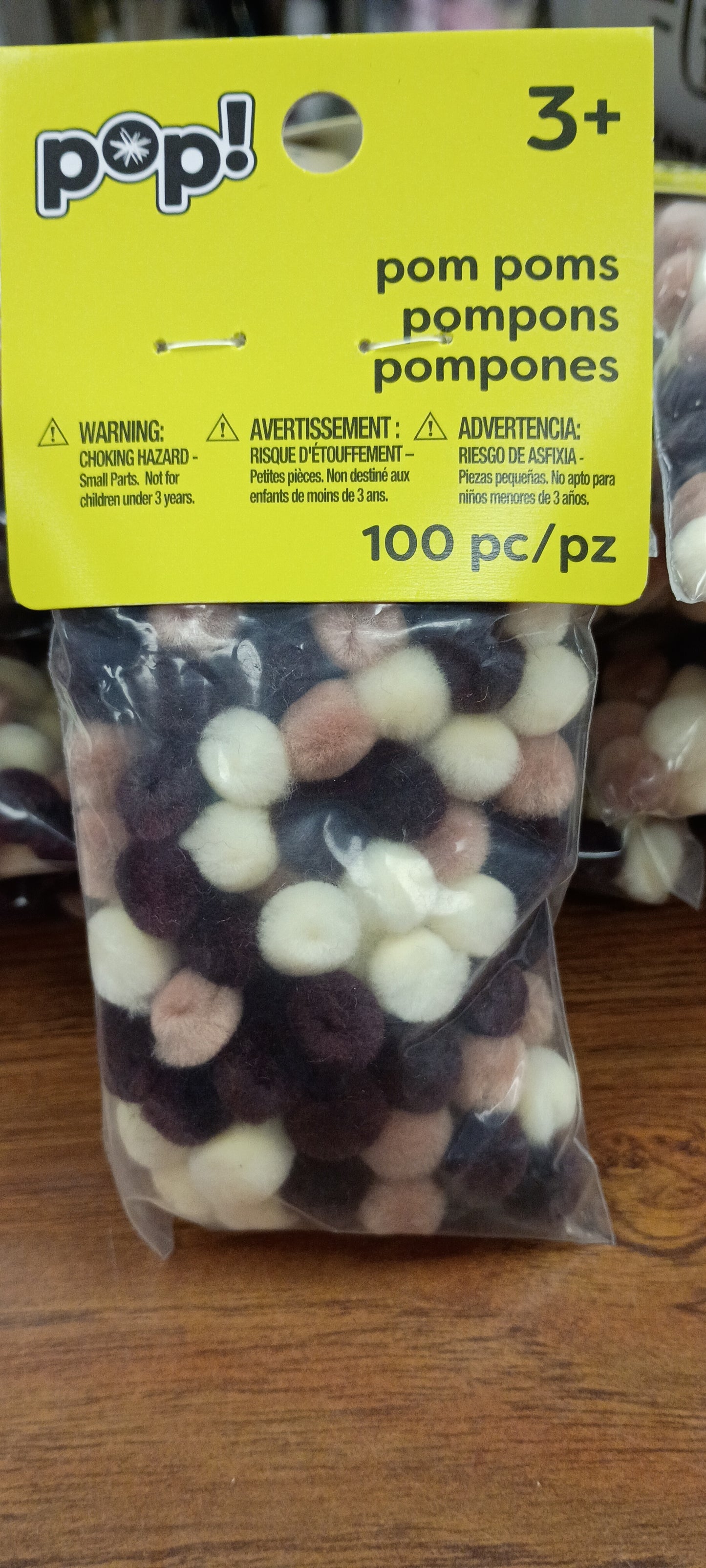 Pom-poms  10mm brown,black, beige, white mix