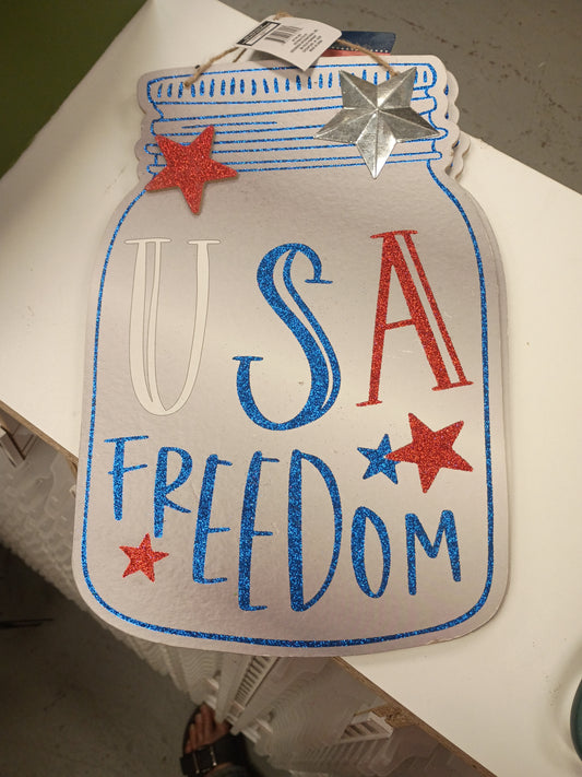 Wooden wall hanger mason jar sign