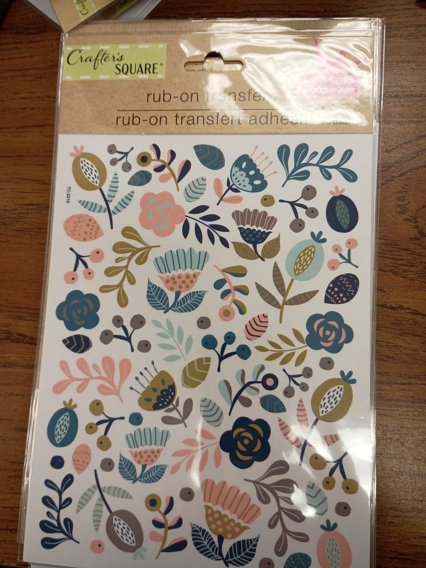 Blue flora rub-on transfer